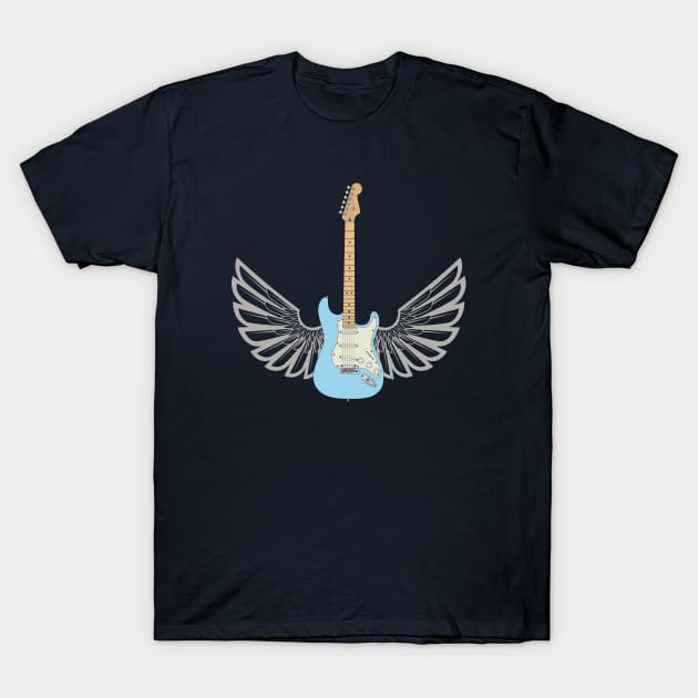 Guitar Wings S-Style Electric Guitar T-Shirt by nightsworthy